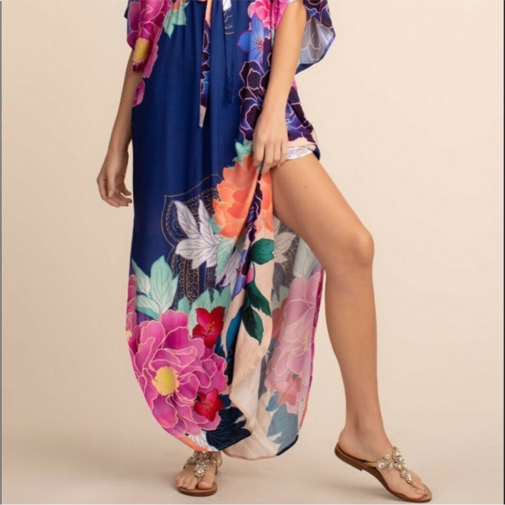 Trina Turk Opulent Oasis Floral Print Caftan/Bathing Suit Cover